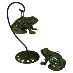 Japanese Garden Two Frog Lighting Lantern /Sculptures