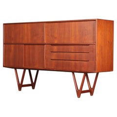 Model 55 V-Legged High Teak Sideboard Kurt Østervig