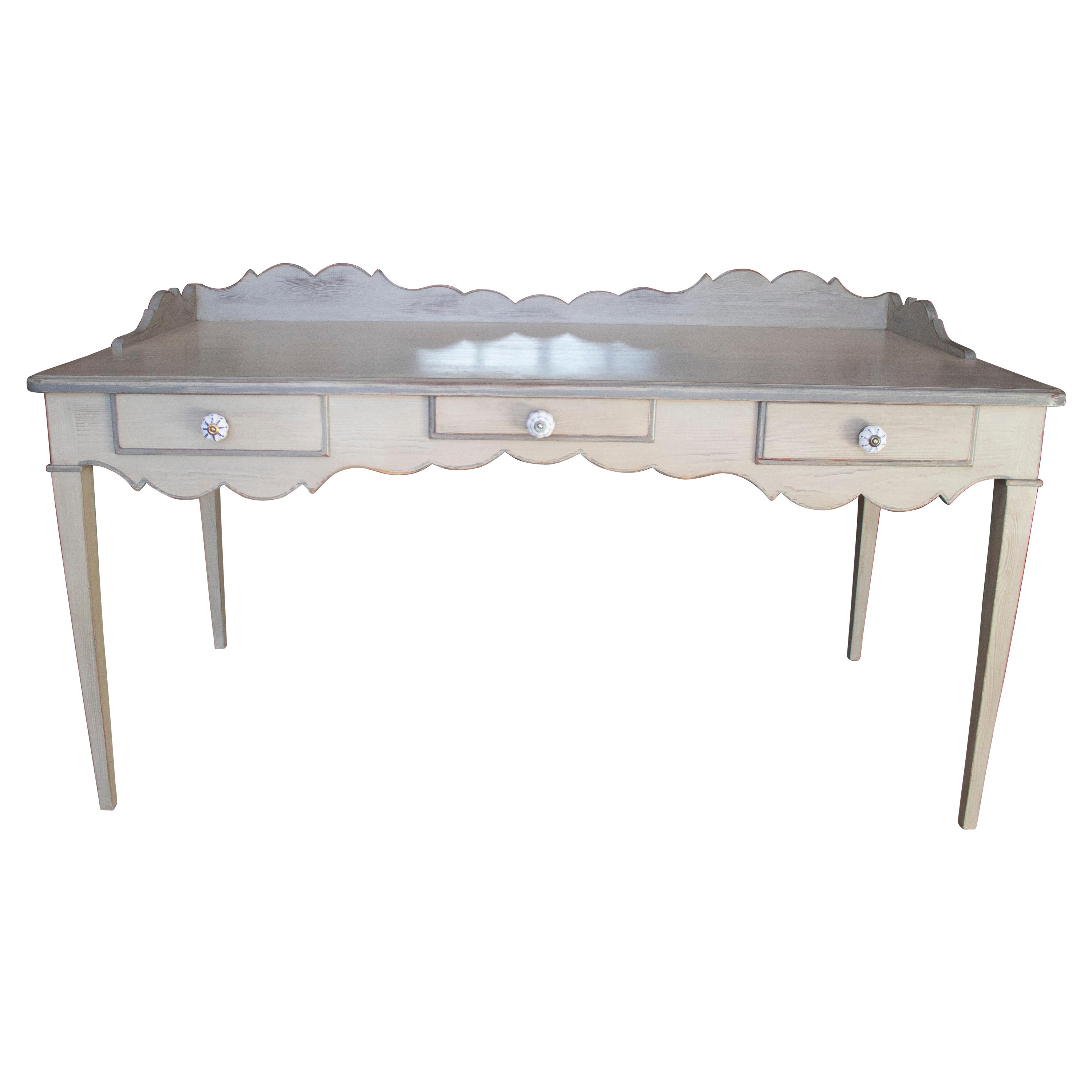 French Small Size ThreeDrawer Wooden Desk at 1stDibs