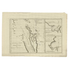 Antique Detailed Map of New Zealand Showing the Route of Capt. Cook's First Voyage, 1803