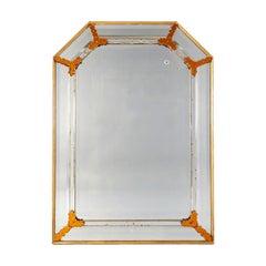 French Amber Glass Border Mirror
