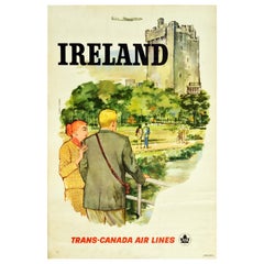 Original Vintage Travel Poster Ireland Trans-Canada Air Lines TCA Blarney Castle