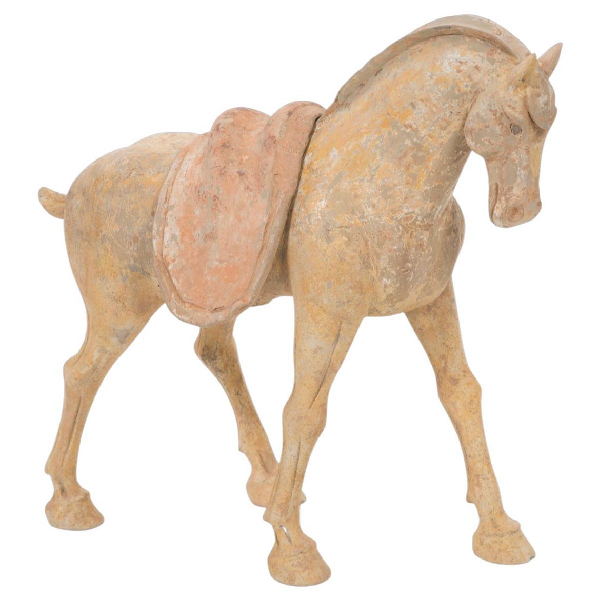 Tang Dynasty Pottery Horse With Saddle For Sale
