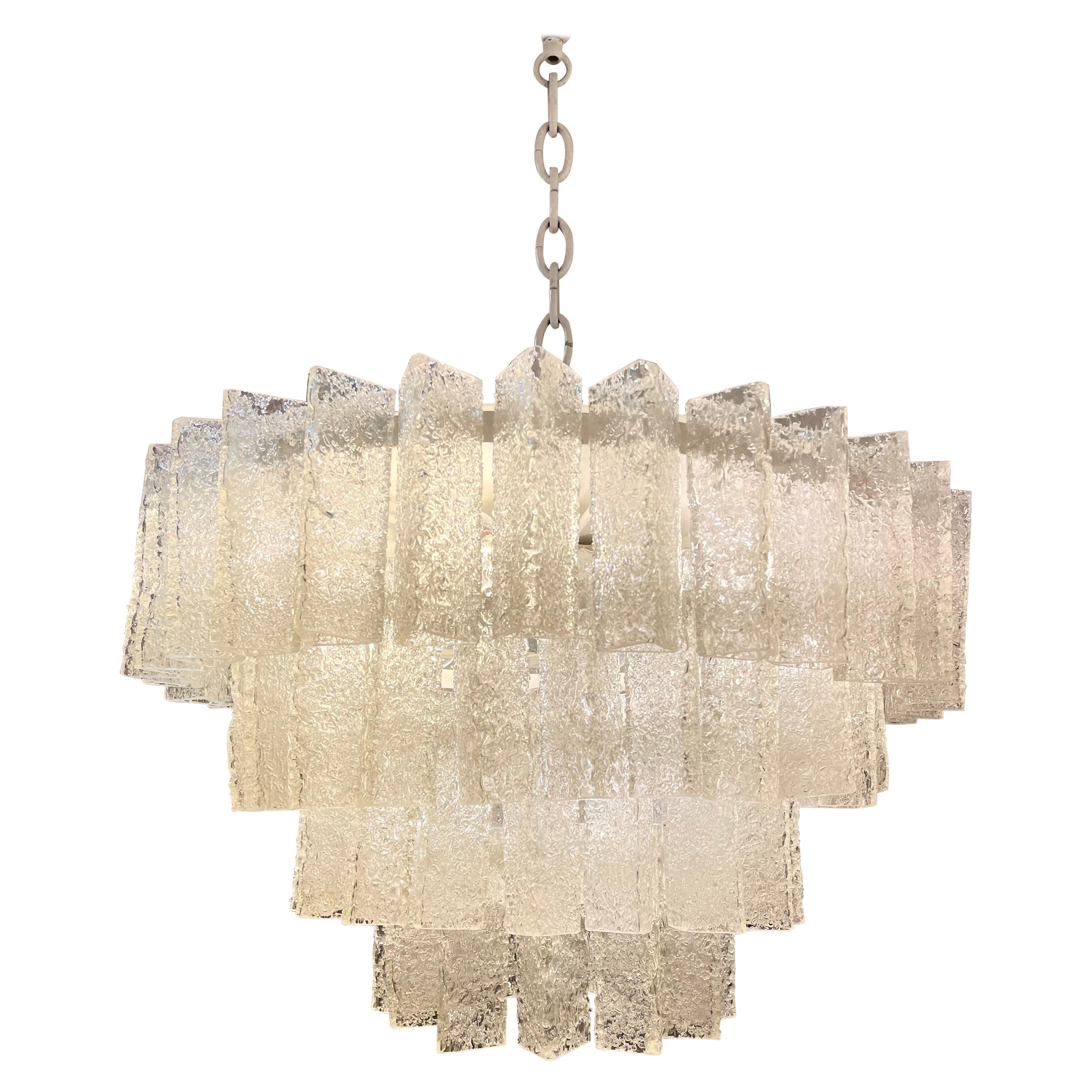 Murano Glass Chandelier in the Style of Venini, circa 1970 For Sale