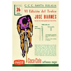 Original Vintage Sport Poster Jose Biarnes Cycling Trophy Cyclist Racing Art