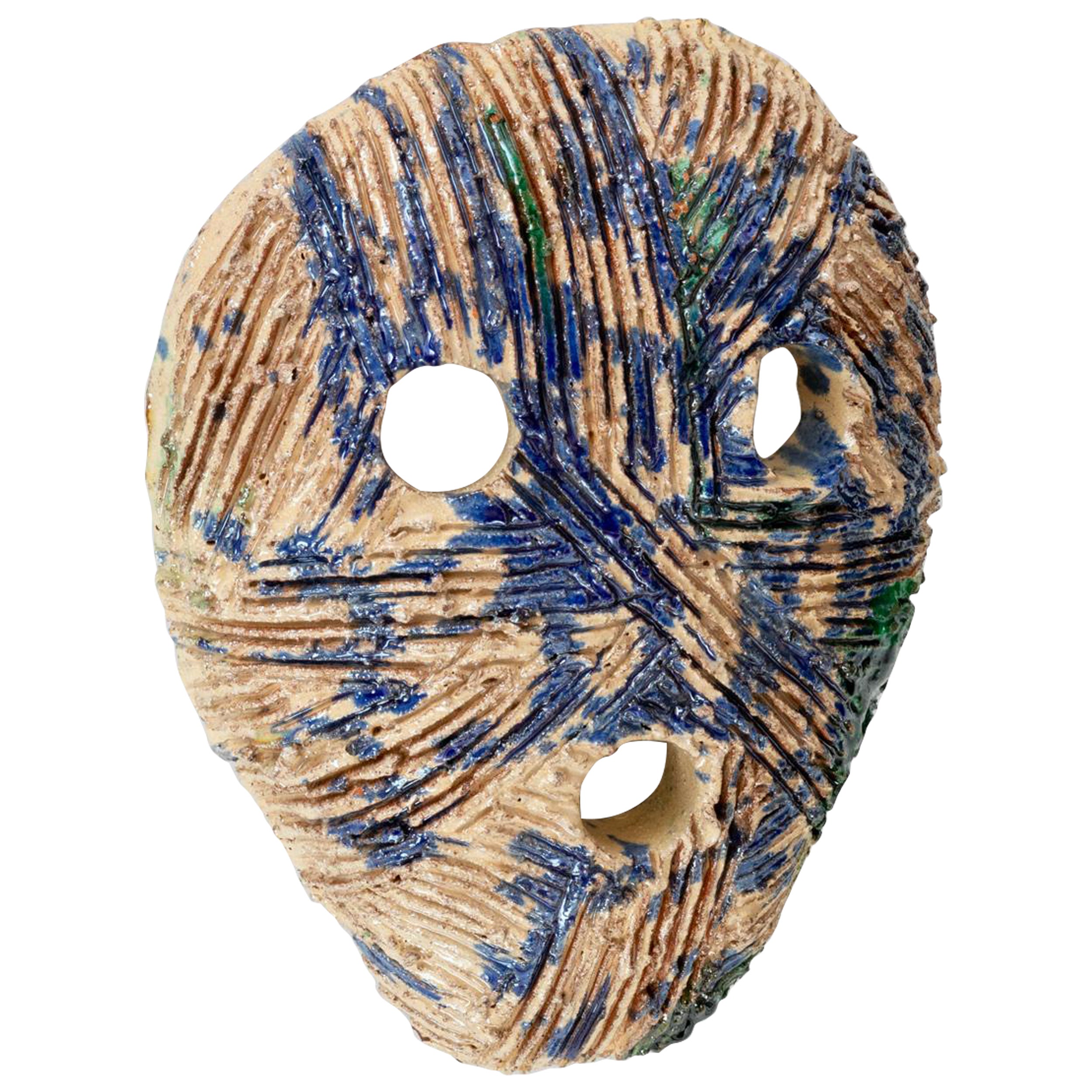 Misto, masque en céramique Seminara, bleu