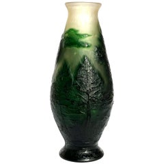 Emile Galle Rare Green Scenic Cameo Vase