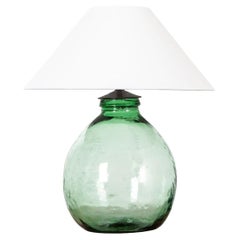 French Vintage Green Glass Jar Lamp