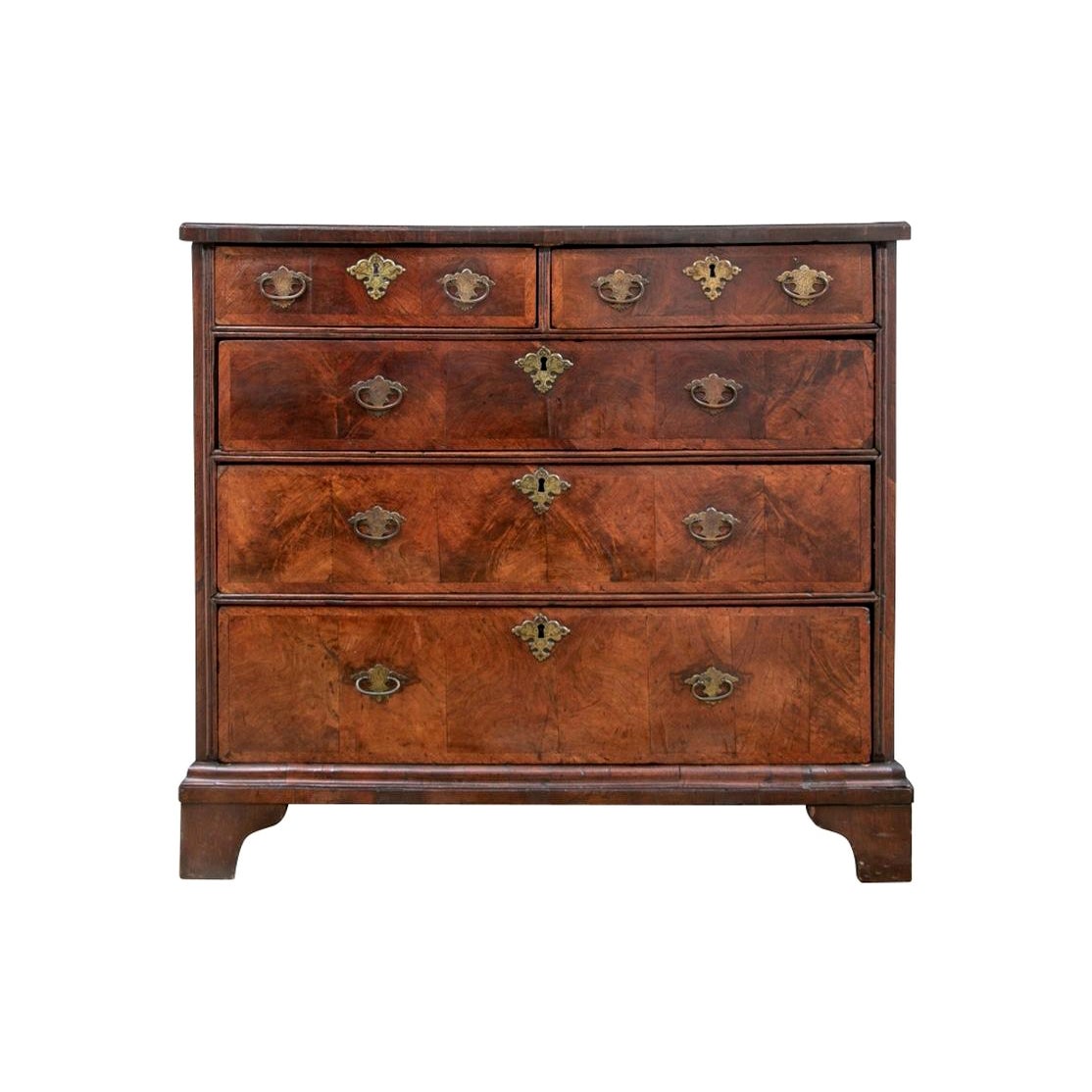 Fine 18th/19th C. Continental Figured Wood Chest Of Drawers