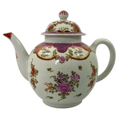 Lowestoft Porcelain Teapot, Curtis Pattern, c.1785