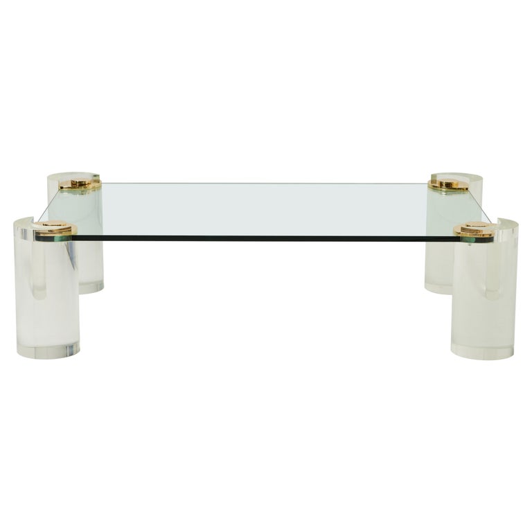 Sculpture Cocktail Table in Lucite and Brass by Karl Springer at 1stDibs