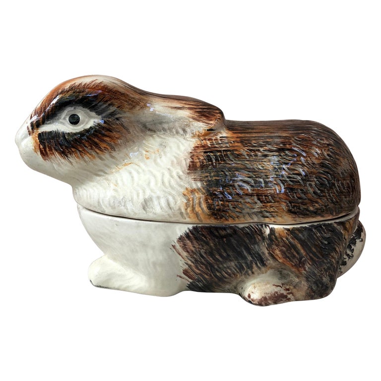 Majolica Rabbit Tureen at 1stDibs