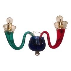 Gio’ Ponti “Venini” Sconces Murano Glass Brass 1980 Italy