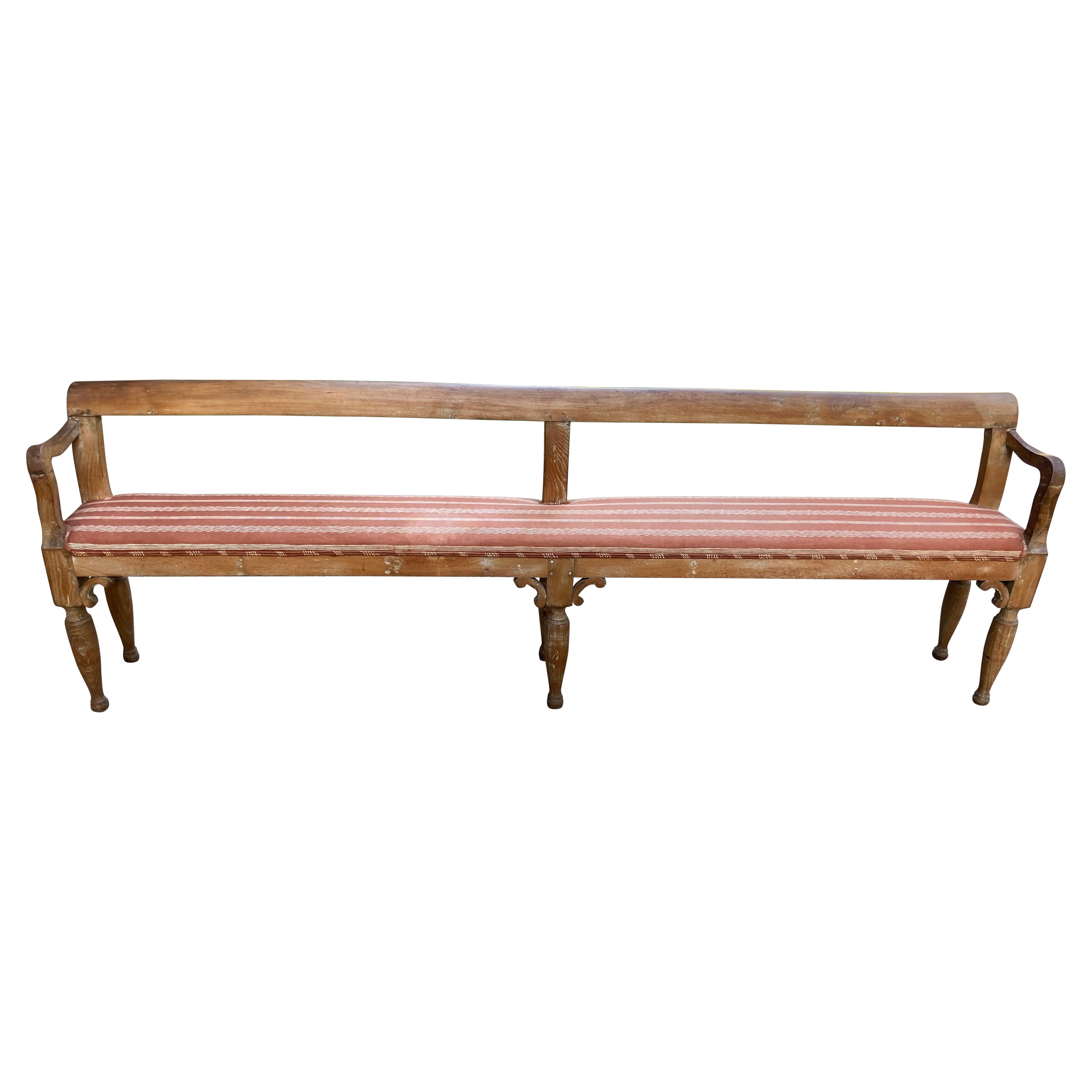 Very Long Upholstered Rustic Bench