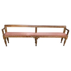 Antique Very Long Upholstered Rustic Bench