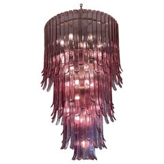 Monumental A.V. Mazzega 4-Tier Lilac Murano Glass Chandelier, Two Available