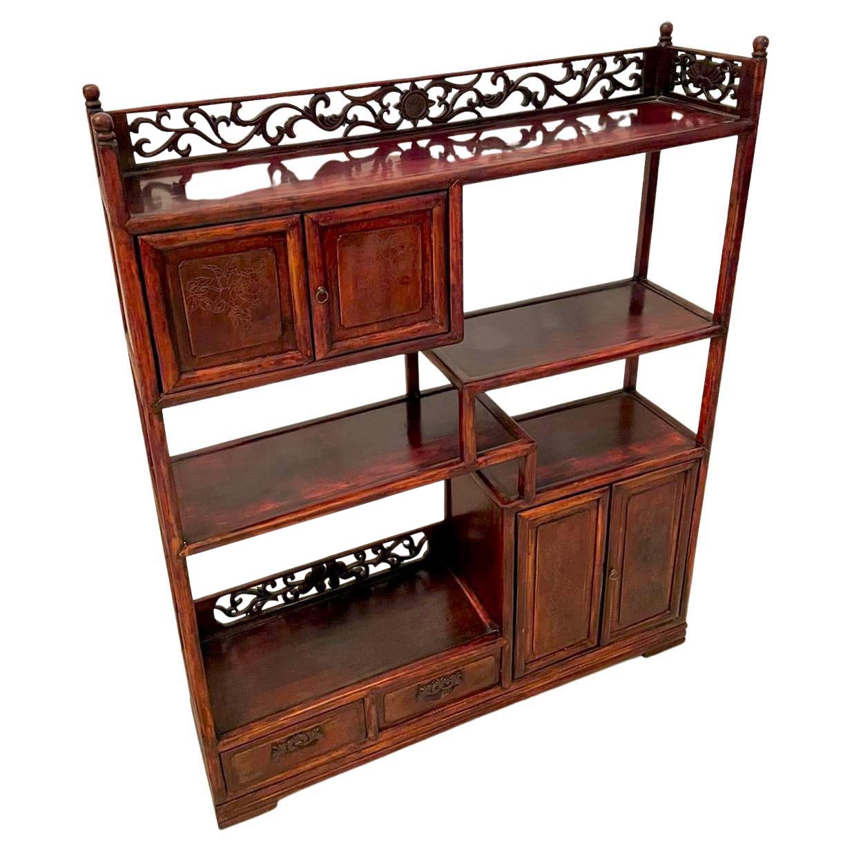 Antique Chinese Hardwood Display Cabinet