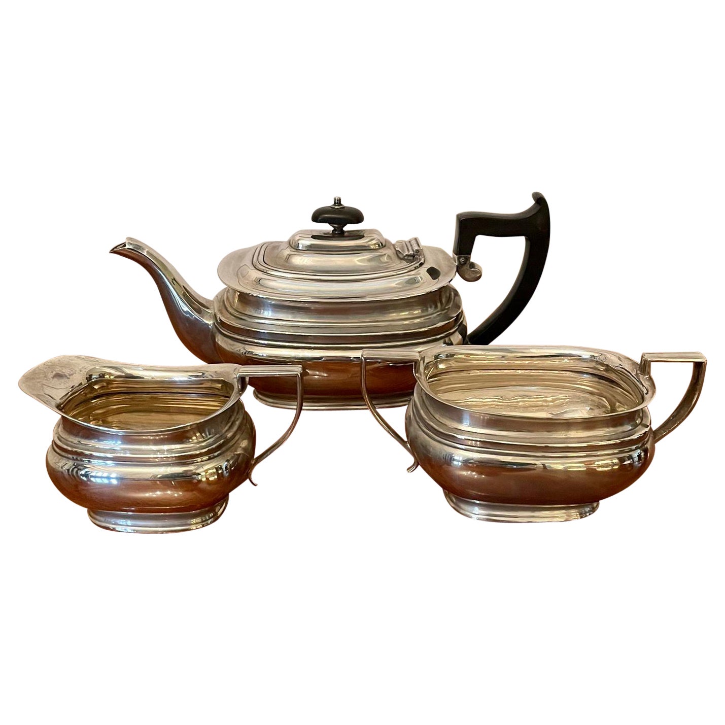 Antikes versilbertes Teeservice in edwardianischer Qualität, gestempelt, Goldschmiede und Silberschmiede