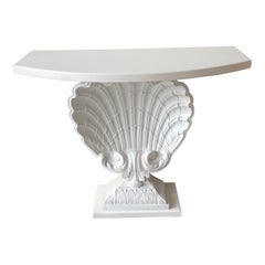 White Lacquered Shell Console by Grosfeld House, Restored