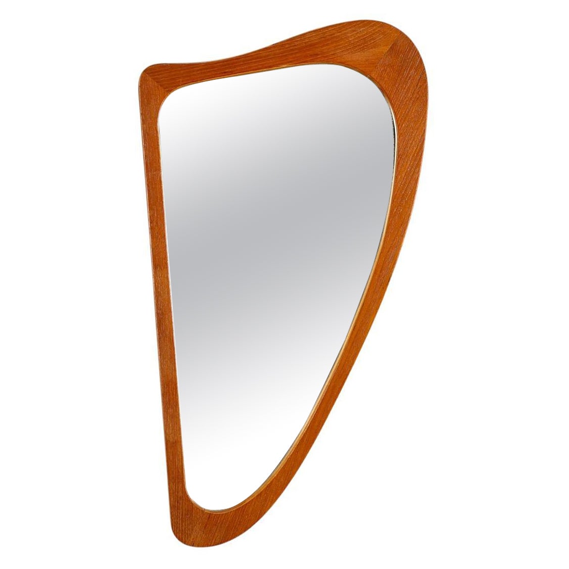 Harp Shaped Mirror in Teak For Sale