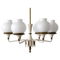 Mid-Century Modern Six-Armed Tulipan Pendant Lamp or Chandelier by Kaiser 1950s