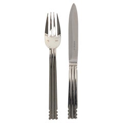 Puiforcat, Flatware Nantes 12 Forks 12 Knives Silver Plated, 24 Pieces