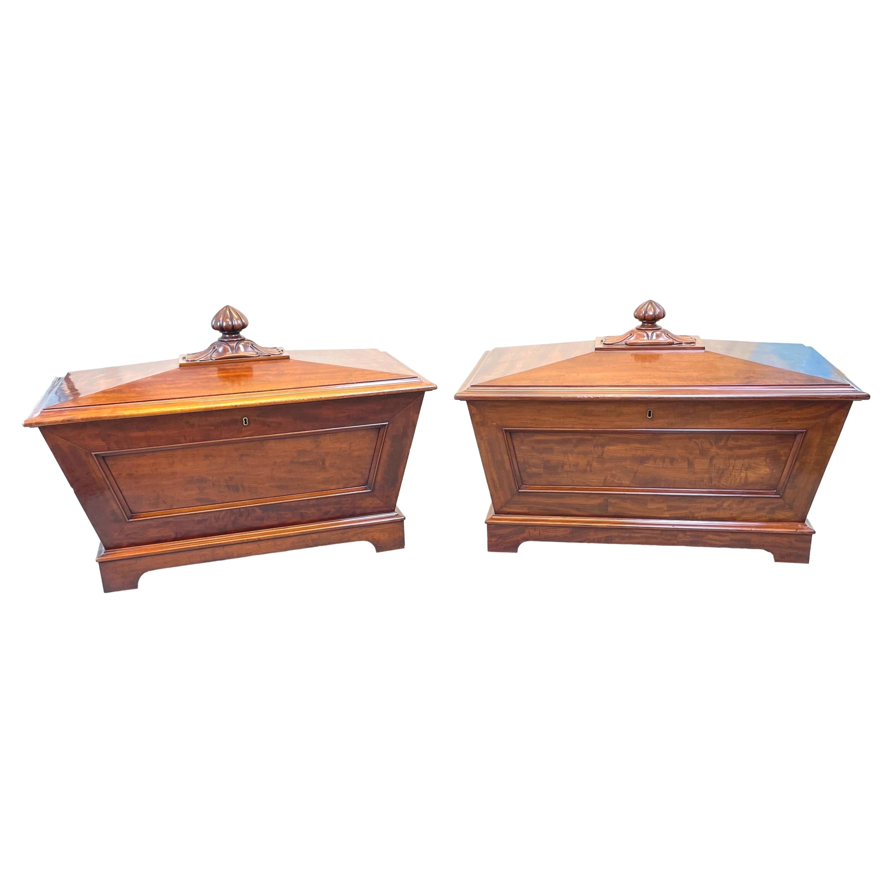 Rare Pair of Regency Mahogany Cellarettes