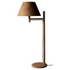 Bergboms, Floor Lamp, Oak, Leather Faux Cork veneer, Sweden, 1970s