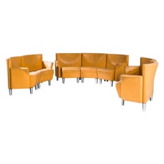 Retro 1970s Danish Leather Sofa Set by Eric Jorgensen