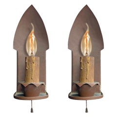 Pair of English Arts & Crafts Copper Sconces