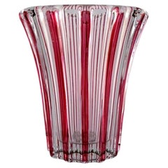 Pierre Gire Aka Pierre a'Avesn, Art Deco Vase, Clear and Pink Glass