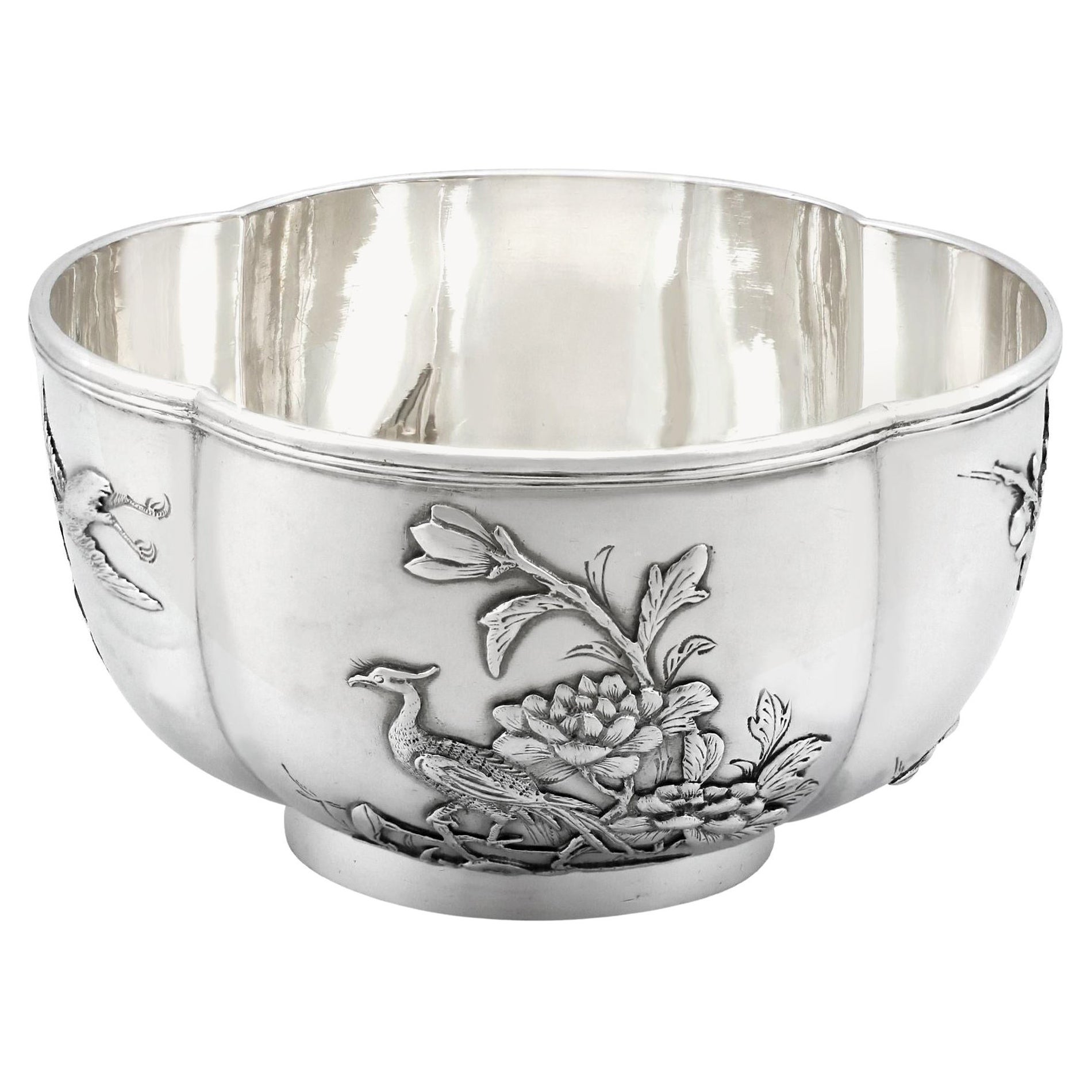 Antique Chinese Export Silver Bowl For Sale