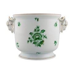 Herend Green Chinese Wine Cooler in Hand-Painted Porcelain with Goats
