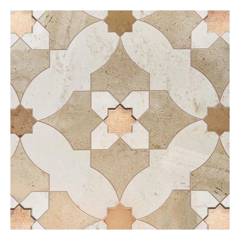 Floor Waterjet Cut Marble Tiles Available in Different Marbles Combination