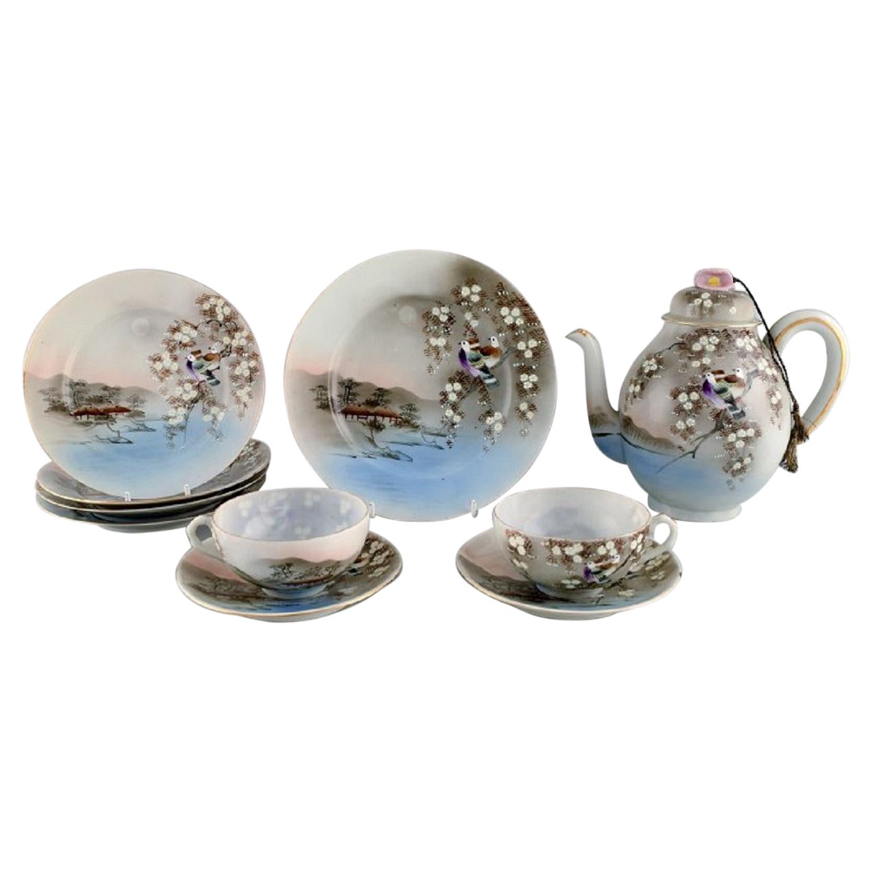 Japanese Tea Service in Hand Painted Porcelain, Mid-20th Century