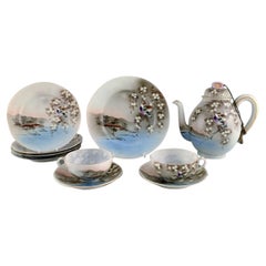 Vintage Japanese Tea Service in Hand Painted Porcelain, Mid-20th Century