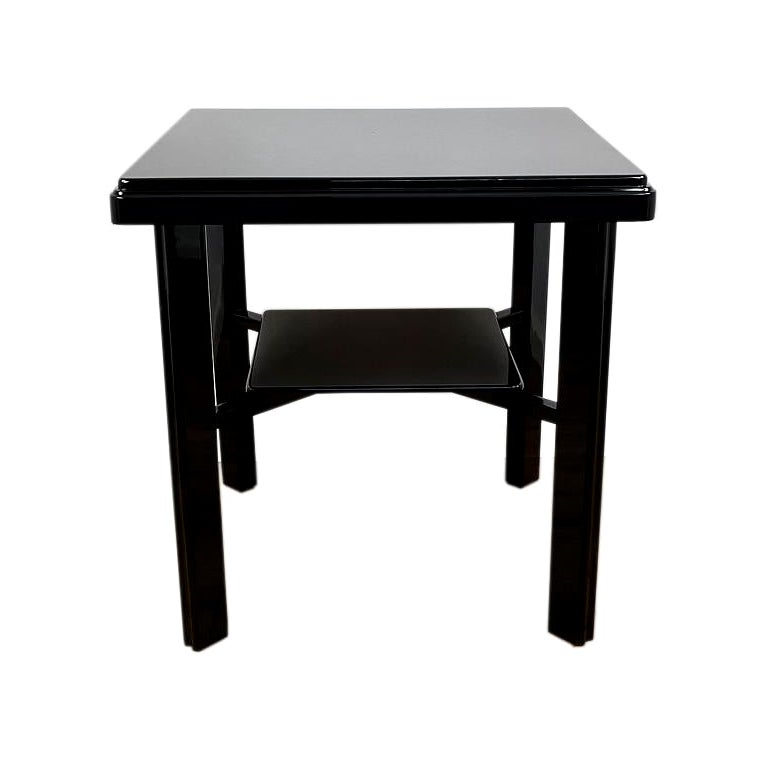 Art Déco Sidetable Around 1935 from Germany in Highgloss Black Lacquer