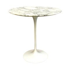 Vintage Italian Mid-Century Modern Arabesque Marble Enamelled Metal Tulip Table, 1970s