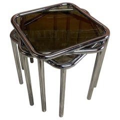 Chrome and Glass Nesting Tables by Arthur Umanoff for The Ansley Collection