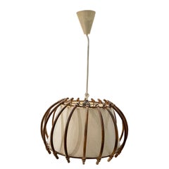 Sculptural French Bamboo Large Pendant Hanging Lamp, 1950s, France