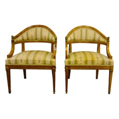 Swedish Biedermeier Gustavian Barrel Back Armchairs Pair Early 1900s Tube Chair