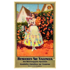 Original Vintage Travel Poster Besuchen Sie Valencia The Flower Garden Of Spain