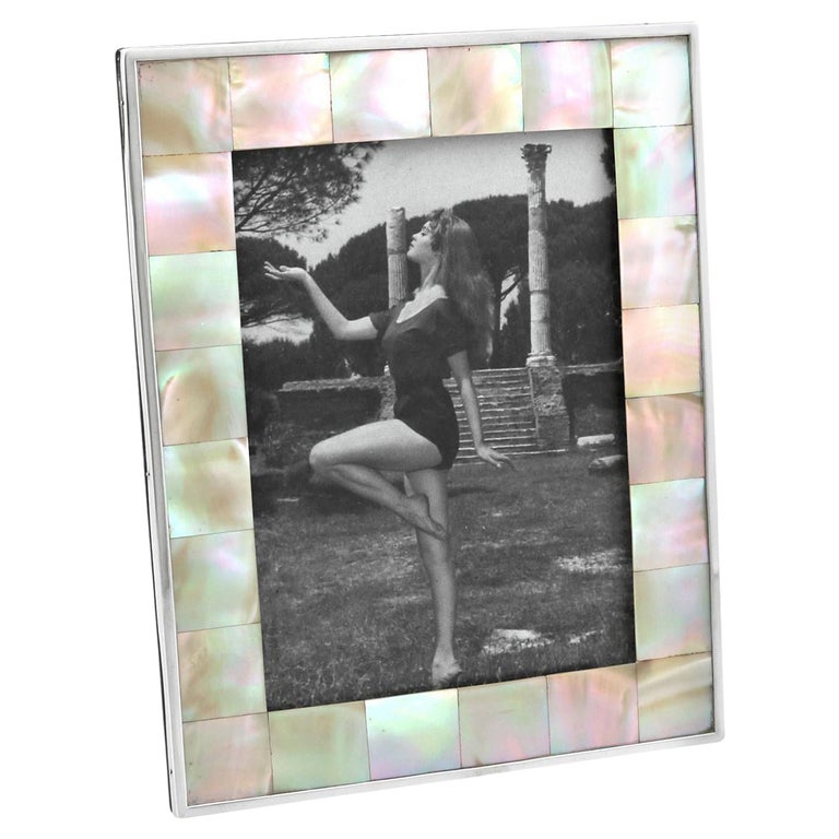 Antique 1922 Sterling Silver & Mother of Pearl Photograph Frame For Sale