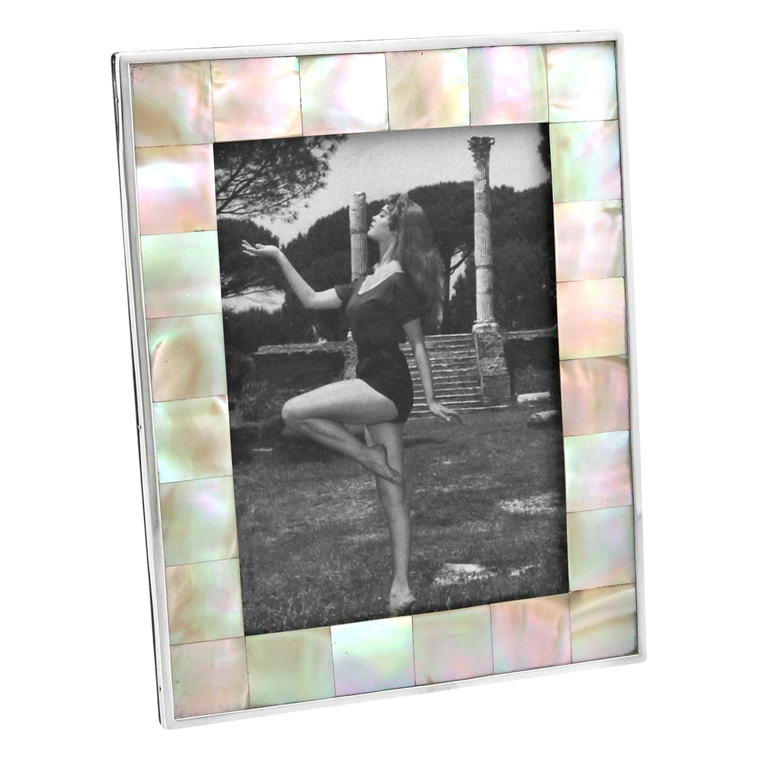 1920s Sterling Silver & Mother of Pearl Photograph Frame