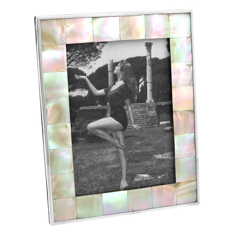 Mother of Pearl 20x25cm Shiny Metal Photo Frame Silver