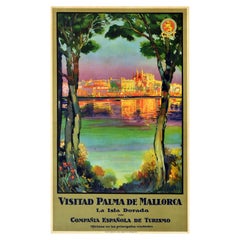 Original Vintage Travel Poster Visitad Palma De Mallorca Balearic Island Majorca