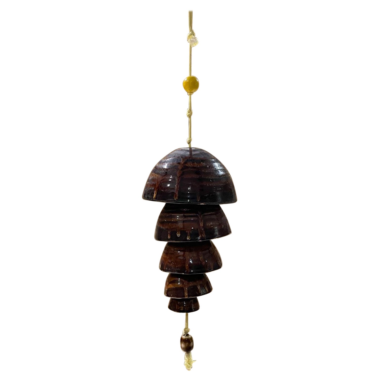 Stunning Ceramic Pottery Sculptural Drip Glazed Wind Chime Bell 1970s