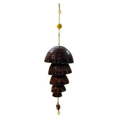 Vintage Stunning Ceramic Pottery Sculptural Drip Glazed Wind Chime Bell 1970s