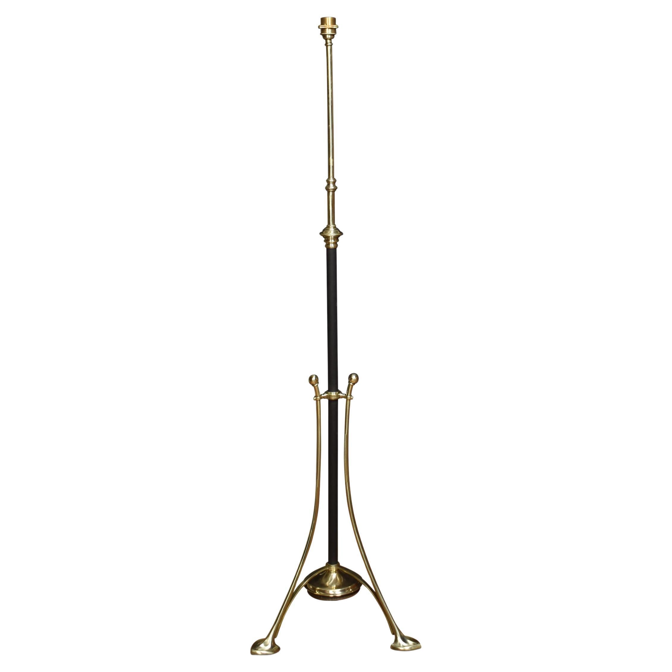 Art Nouveau Brass Standard Lamp For Sale