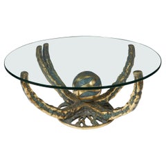 Polished and Patinated Bronze "Octo" Coffee Table by Henri Fernandez